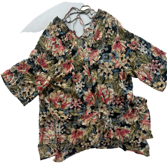Billabong Cardigan Beach Cover Women Medium Floral 3/4 Sleeve Top - Picture 1 of 5